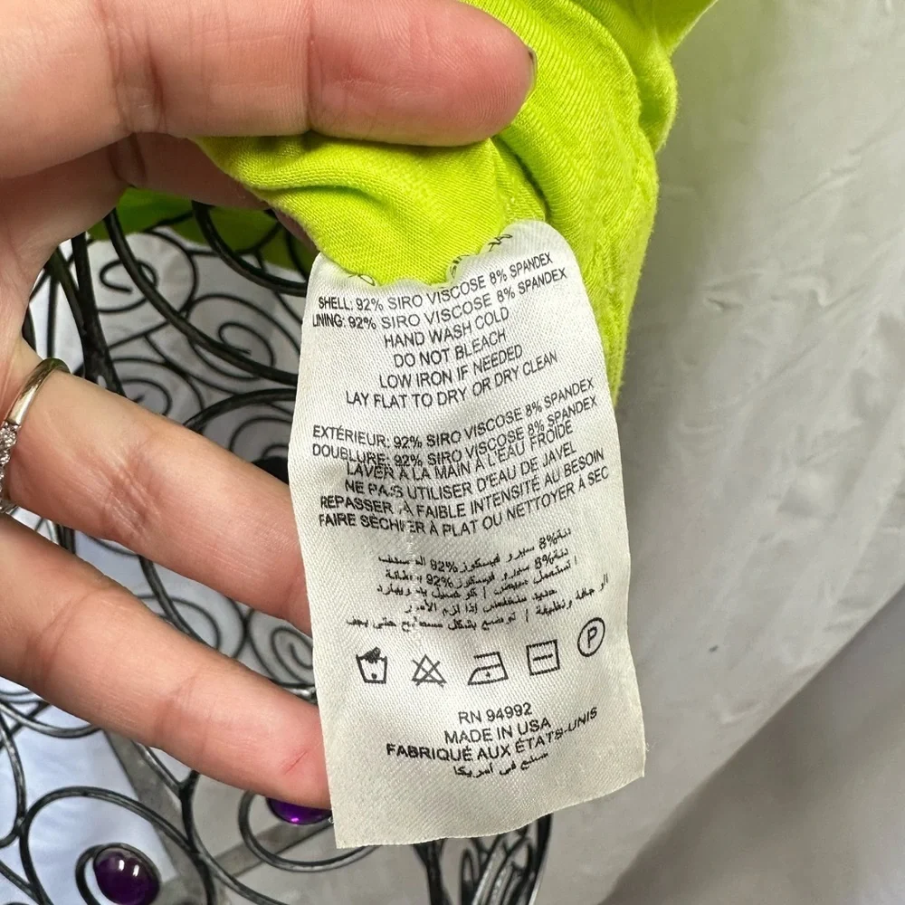 Jonathan Simkhai Kristiana neon green ruched tank size M - Picture 7 of 7